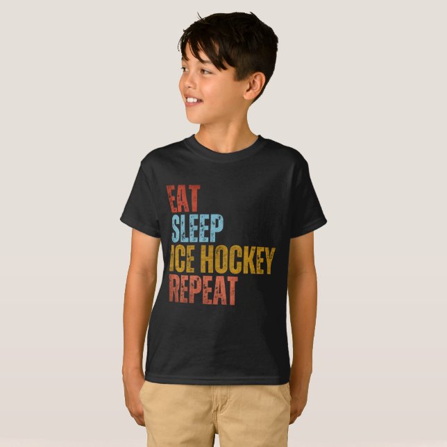 ÄT SÖMN ISHOCKEY UPPREPA T SHIRT (Hel framsida)