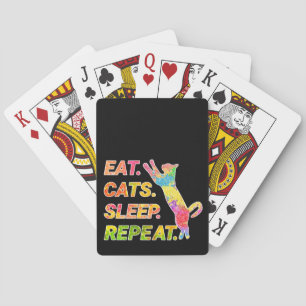 Ät, sömn, katter, Upprepa - Färgt katt överdrag Casinokort