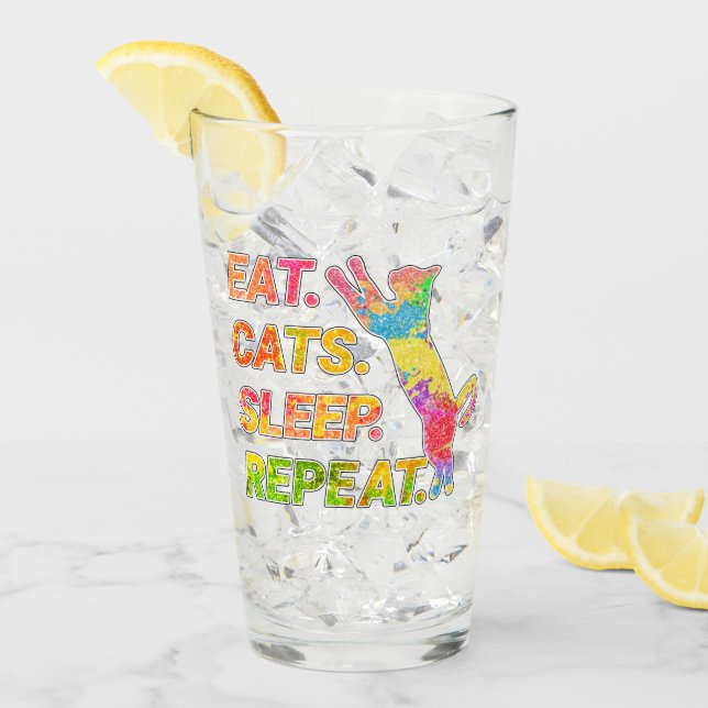 Ät, sömn, katter, upprepa glaskopp (Framsida Ice)