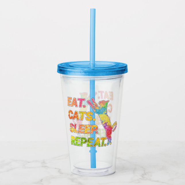 Ät, sömn, katter, upprepa take away mugg (Framsida)