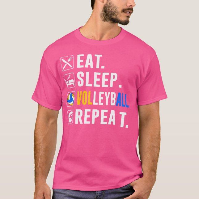 Ät sömn Volleyball Repeat Funny Volleyball Playe T Shirt (Framsida)