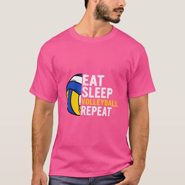 Ät sömn Volleyball Repeat Funny Volleyball Playe T Shirt (Framsida)