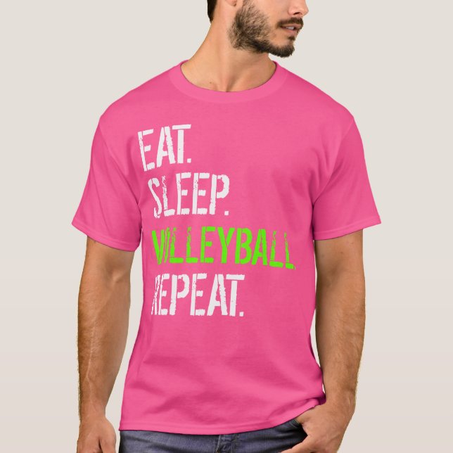 Ät sömn Volleyball Repeat Funny Volleyball T Shirt (Framsida)