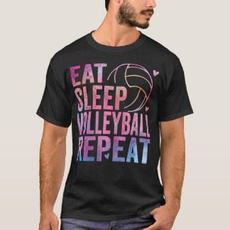Ät sömn Volleyball Upprepa färglösa tonåring flick T Shirt