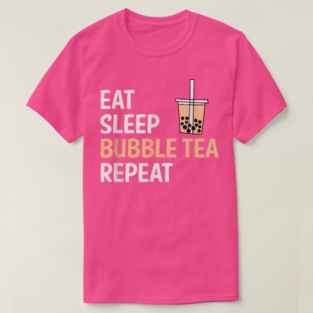 Ät sömnbubbla Tea Repeat Boba Tea T Shirt (Design framsida)