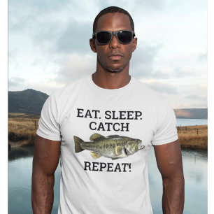 Ät sömnfångst Largemouth Bass Funny Fishing T Shirt
