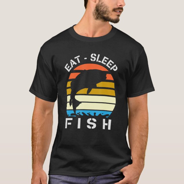 Ät sömnfisk Upprepa Kärlek till fiskfiske T Shirt (Framsida)