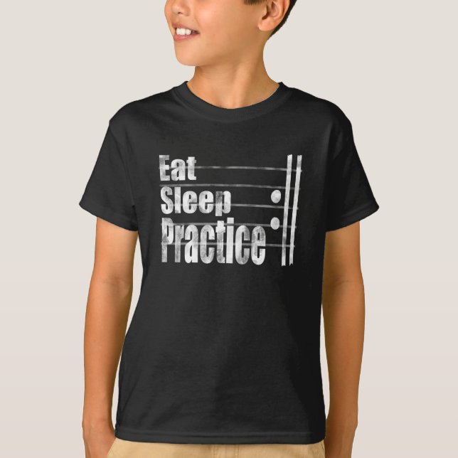 Ät sömnövningar repetera rolig musikgåva t shirt (Framsida)