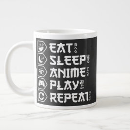 Ät Sov Anime Spela Upprepa Otaku Anime Livsstil Jumbo Mugg