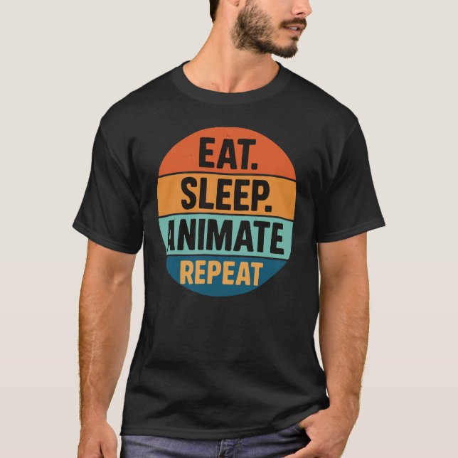 Ät Sov Animer Upprepa retro vintage T Shirt (Framsida)