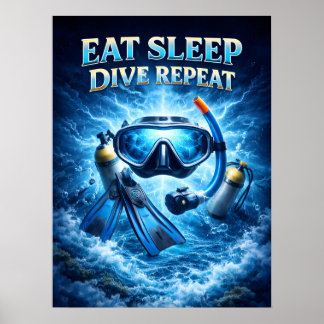 Ät Sov Dykning Upprepa Konst Poster
