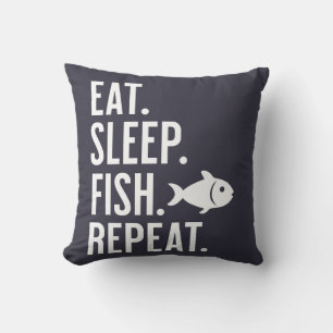 Ät. Sov. Fisk. Upprepa. Lönsam fiskedekoration Kudde