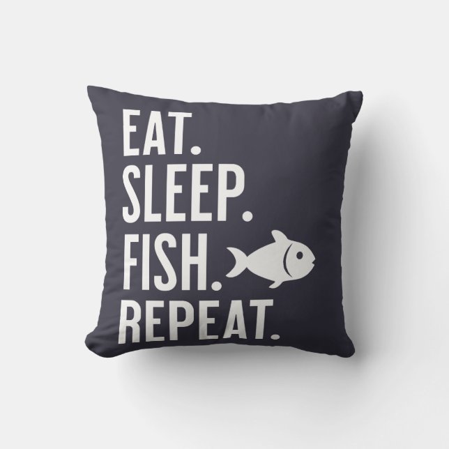 Ät. Sov. Fisk. Upprepa. Lönsam fiskedekoration Kudde (Framsida)