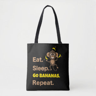 Ät Sov Gå Bananar Upprepa Rolig Söt Djur Munk Tygkasse