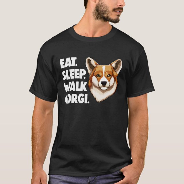 Ät Söv Gå Corgi Corgi Kärlek T Shirt (Framsida)