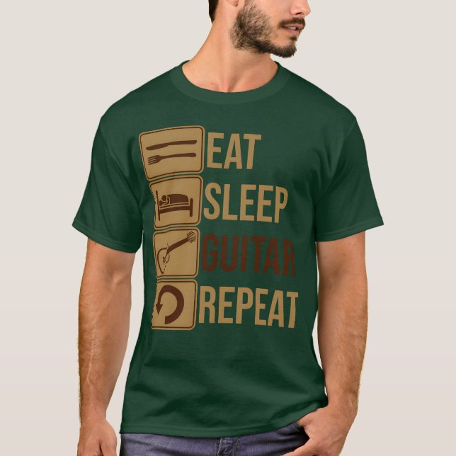Ät Söv Gitarr Upprepa flicka T Shirt (Framsida)