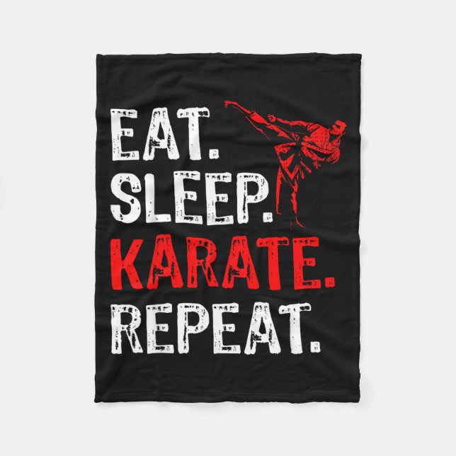 Ät Söv Karate Upprepa Karate Spelare Roligt Fleecefilt (Framsidan)