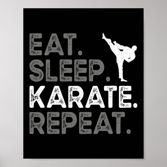 Ät Söv Karate Upprepa Rolig Karate Design För Kvin Poster (Framsidan)