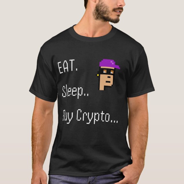 "Ät. Sov. Köp Crypto - NFT Pixel Art" T Shirt (Framsida)