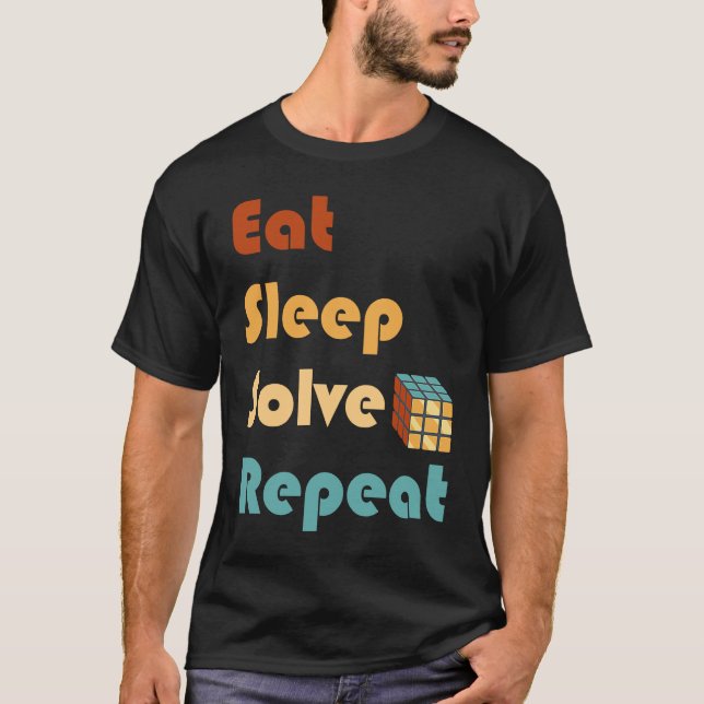 Ät Söv Lös Upprepa  Lös Kub Pussel Kul  6 T Shirt (Framsida)