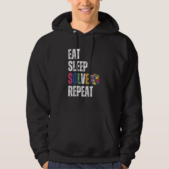 Ät sov lösa upprepa Math Speed Cubing Pussel lo Hoodie (Framsida)