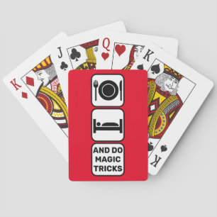 Ät, sov och gör magiska tricks röda casinokort