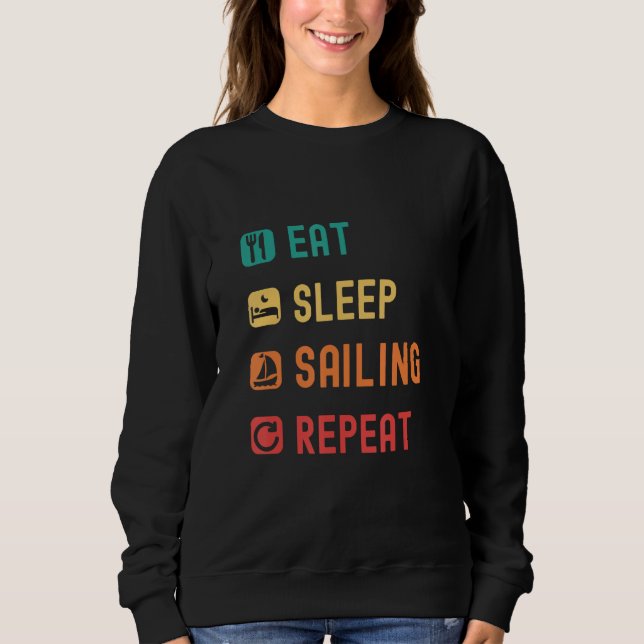 Ät, sov, segla, upprepa med kryssrutor. t shirt (Framsida)