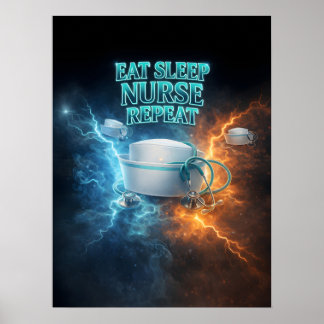 Ät Sov Sjuksköterska Retro Poster