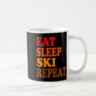 Ät sov ski upprepa vinter berg skidstuga kaffemugg