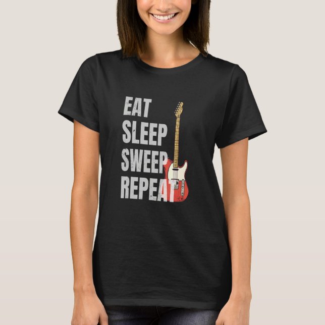 Ät Sov Soppa Upprepa Gitarrist Gitarrspelare 1 T Shirt (Framsida)