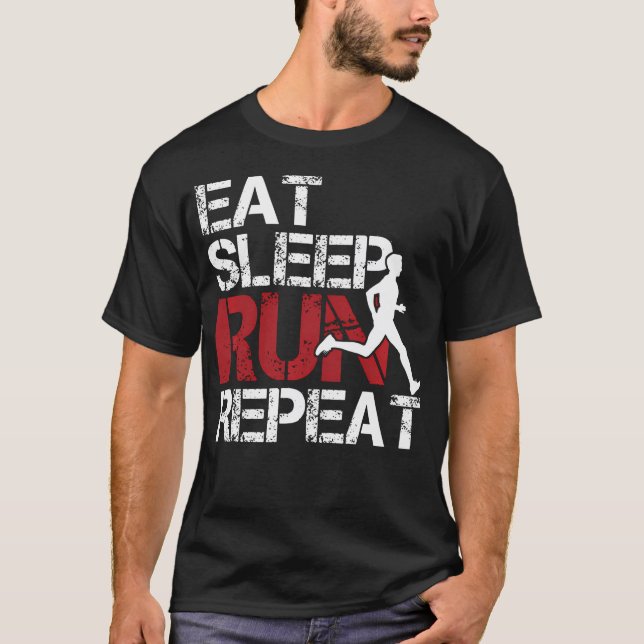 Ät Sov Spring Upprepa Friidrott Löpning T Shirt (Framsida)