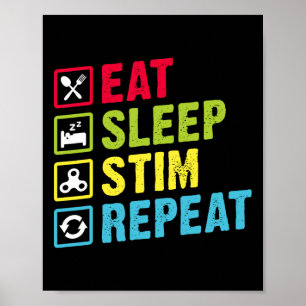 Ät Söv Stim Upprepa Autism Medvetenhet Barn Pojkar Poster