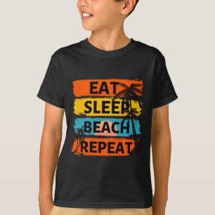 Ät sov strand upprepa - sommarlov tropisk t shirt