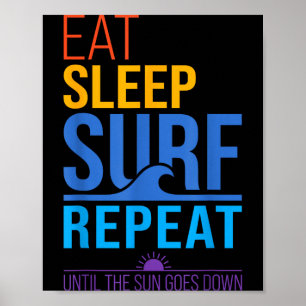 Ät sov surf repetera retro solnedgångsfärger surfi poster