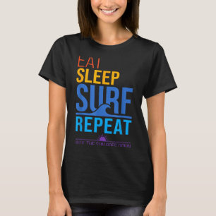 Ät sov surf repetera retro solnedgångsfärger surfi t shirt