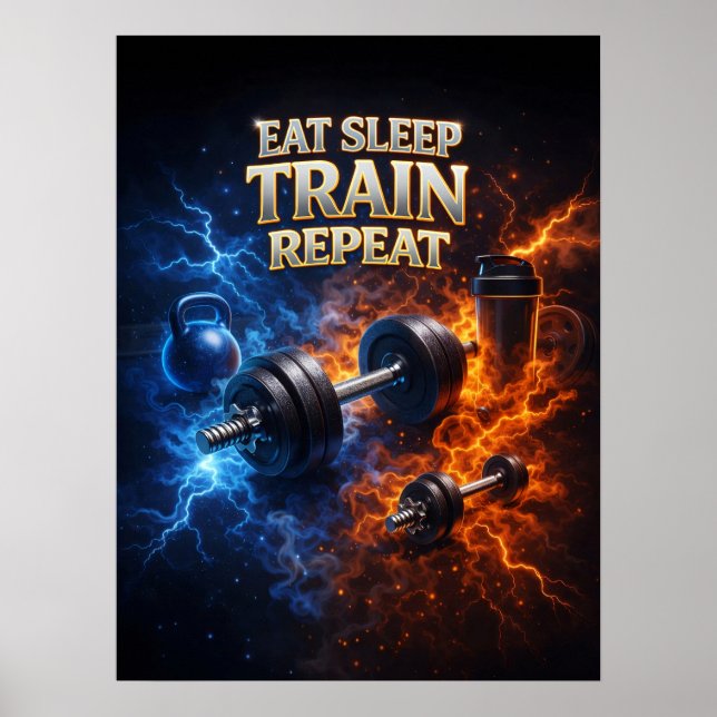 Ät Sov Tåg Flamma Poster (Framsidan)