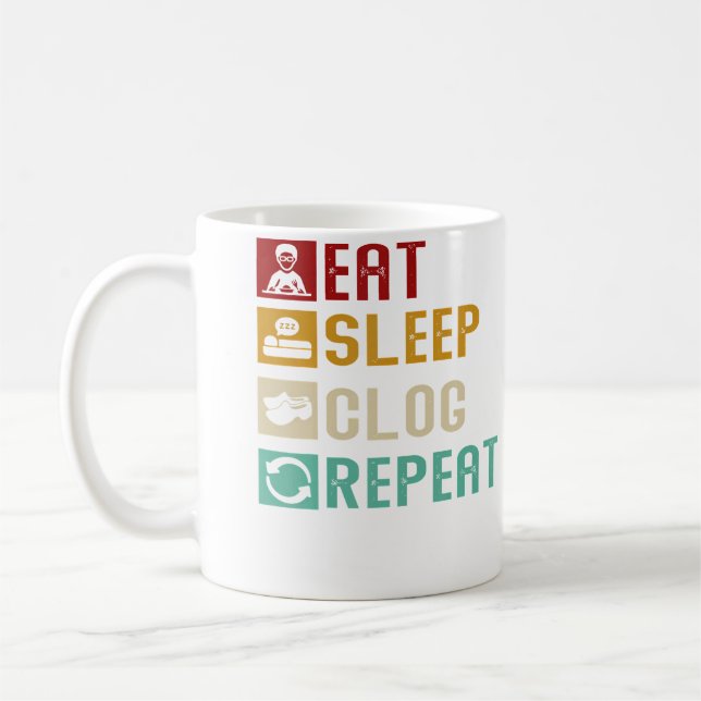 Ät Sov Träsko Upprepa Roliga Träskodansande Flicko Kaffemugg (Vänster)
