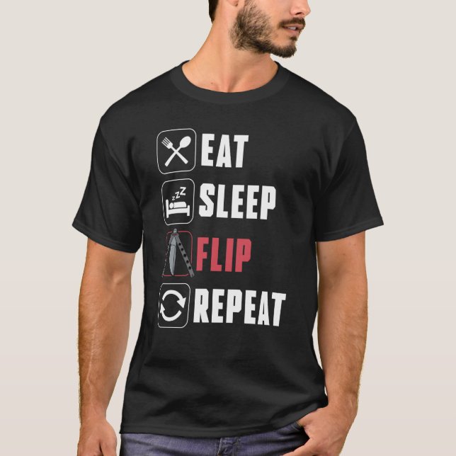 Ät Söv Vänd Upprepa Balisong Fjärilskniven T Shirt (Framsida)