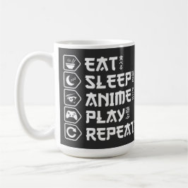 Ät Sova Anime Spela Upprepa Otaku Anime Livsstil Kaffemugg