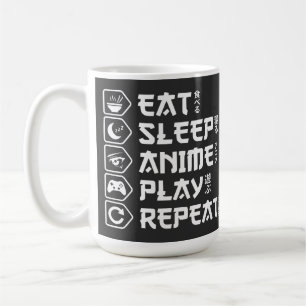 Ät Sova Anime Spela Upprepa Otaku Anime Livsstil Kaffemugg