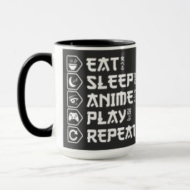 Ät Sova Anime Spela Upprepa Otaku Anime Livsstil Mugg