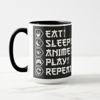 Ät Sova Anime Spela Upprepa Otaku Anime Livsstil Mugg