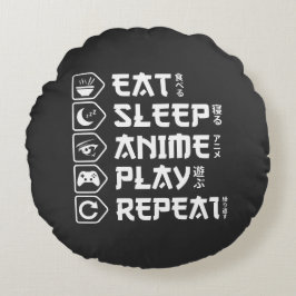 Ät Sova Anime Spela Upprepa Otaku Anime Livsstil Rund Kudde