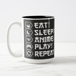 Ät Sova Anime Spela Upprepa Otaku Anime Livsstil Två-Tonad Mugg
