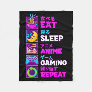 Ät Sova Anime Spelande Upprepa Kawaii Otaku Anime Fleecefilt