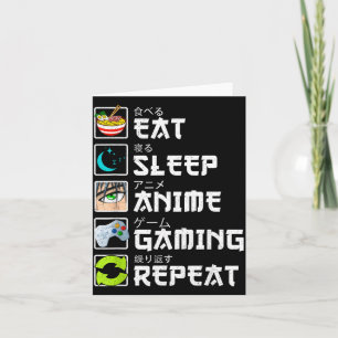 Ät Sova Anime Spelande Upprepa Kawaii Otaku Anime  Kort