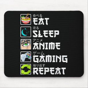 Ät Sova Anime Spelande Upprepa Kawaii Otaku Anime Musmatta