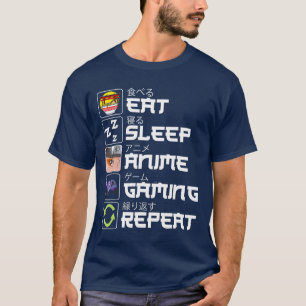 Ät Sova Anime Spelande Upprepa Otaku Anime Manga f T Shirt