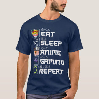 Ät Sova Anime Spelande Upprepa Otaku Anime Manga f T Shirt