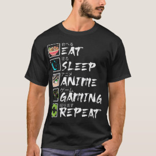 Ät Sova Anime Spelande Upprepa Spelare Män n Pojke T Shirt